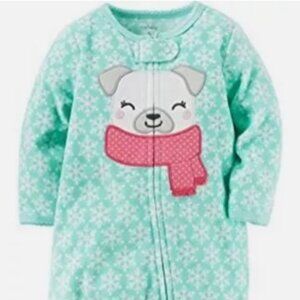 Girls Dog Doggie Warm Outfit Zip Up Sleep Play Footie Jammie Sleeper Pajamas 3M
